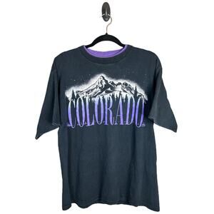 Vintage Belton Black Purple Colorado Single Stitch Short Sleeve T-Shirt Size L